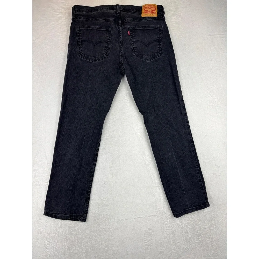 Levis 559 Men's 36x32 Jeans Fuzzy Black Fades Dark Grungy Washed Denim Pants
